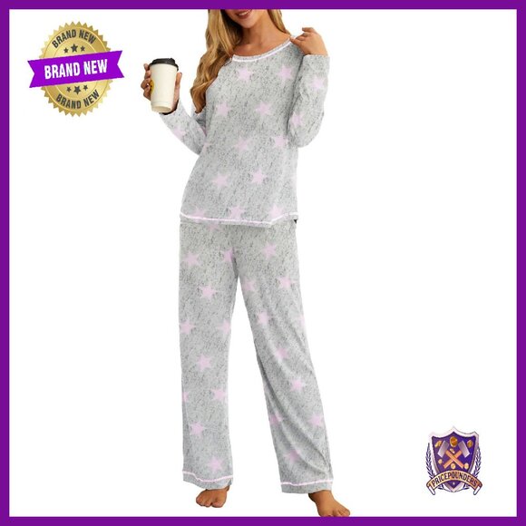 Women's Long Sleeve Pajama Set with Pockets Soft 2 Piece Lounge Wear